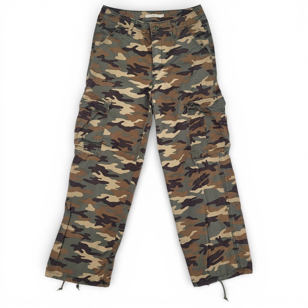 Levis Womens 27‎ Cargo Pants Cotton Green Camo 94 Baggy Streetwear Utility
